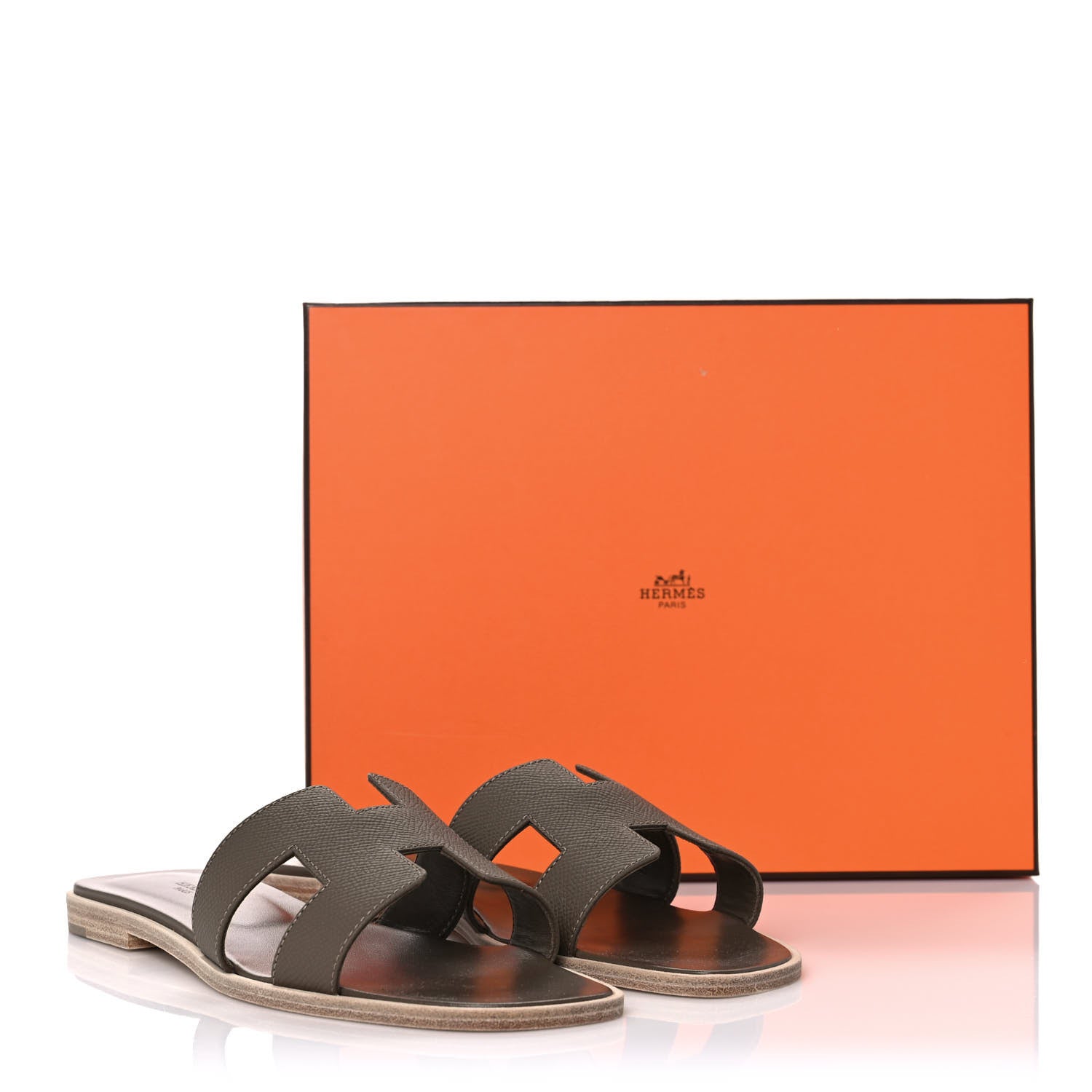 Hermes Epsom Oran Sandals 39.5 Etoupe 9 of 9