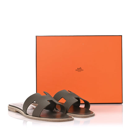 Hermes Epsom Oran Sandals 39.5 Etoupe 9 of 9