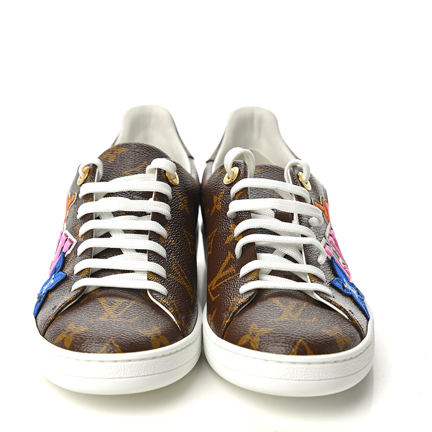 Calfskin Monogram LV Black Heart Sneakers 38.5 Cacao