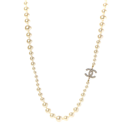 Chanel Graduated Pearl Long CC Necklace Gold 1 of 5