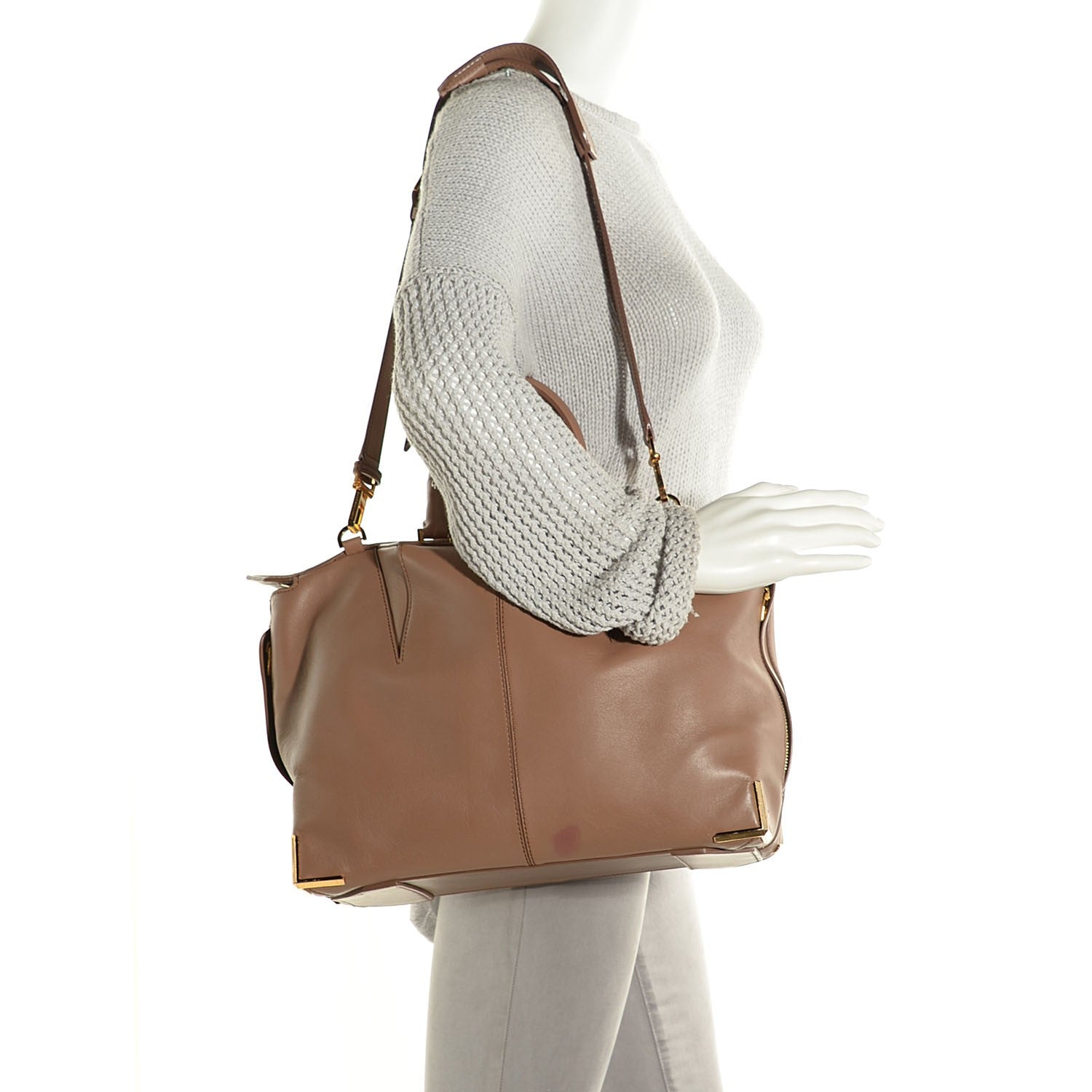 Alexander Wang Smooth Calfskin Prisma Skeletal Satchel Latte 2 of 10