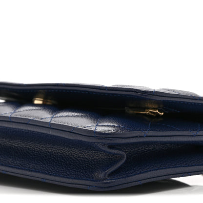 Chanel Caviar Quilted Wallet on Chain WOC Navy Blue 11 of 11