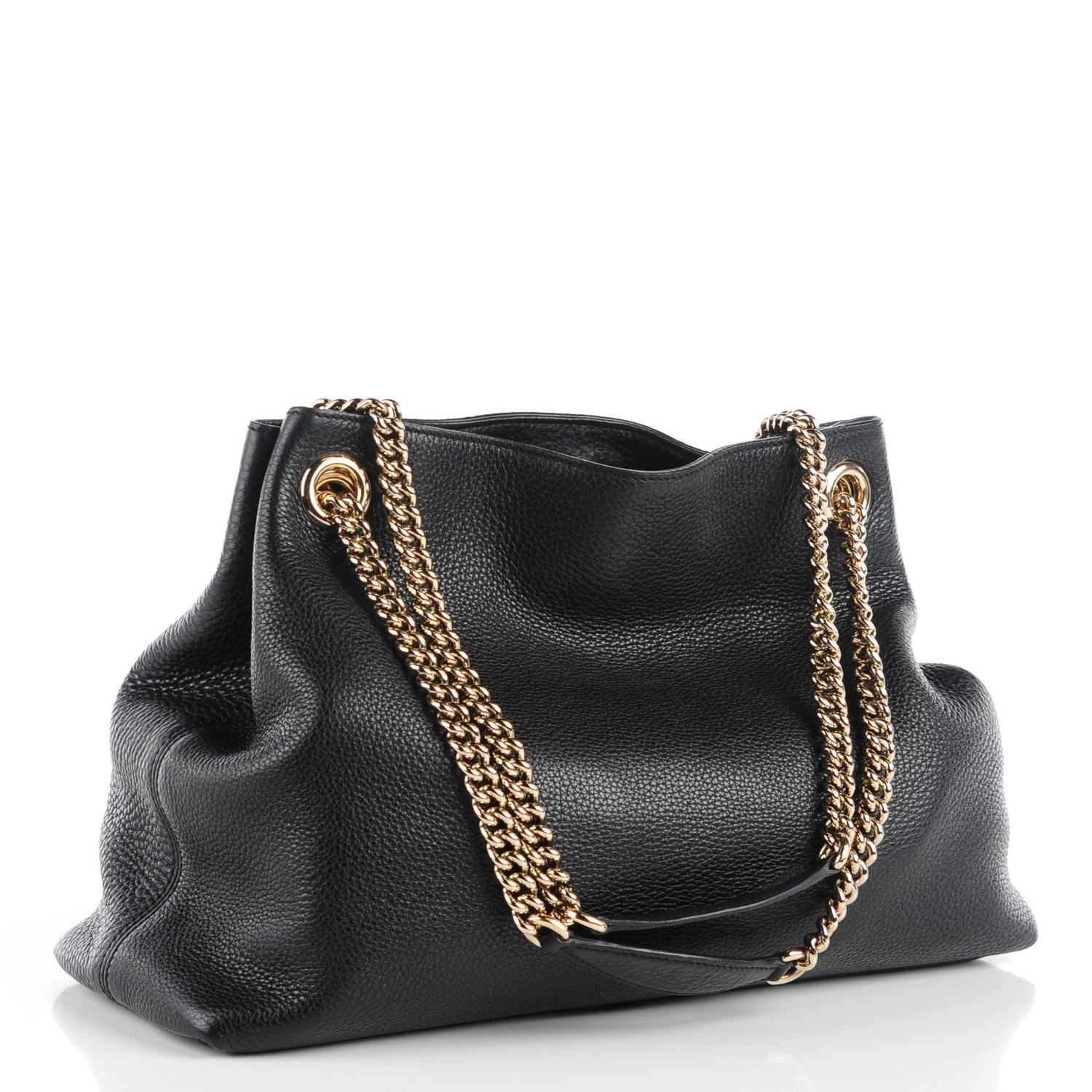 Gucci Pebbled Calfskin Medium Soho Chain Shoulder Bag Black 3 of 7