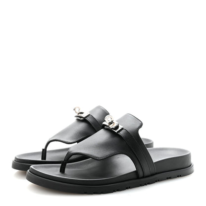 Hermes Calfskin Womens Empire Sandals 38 Black 8 of 20