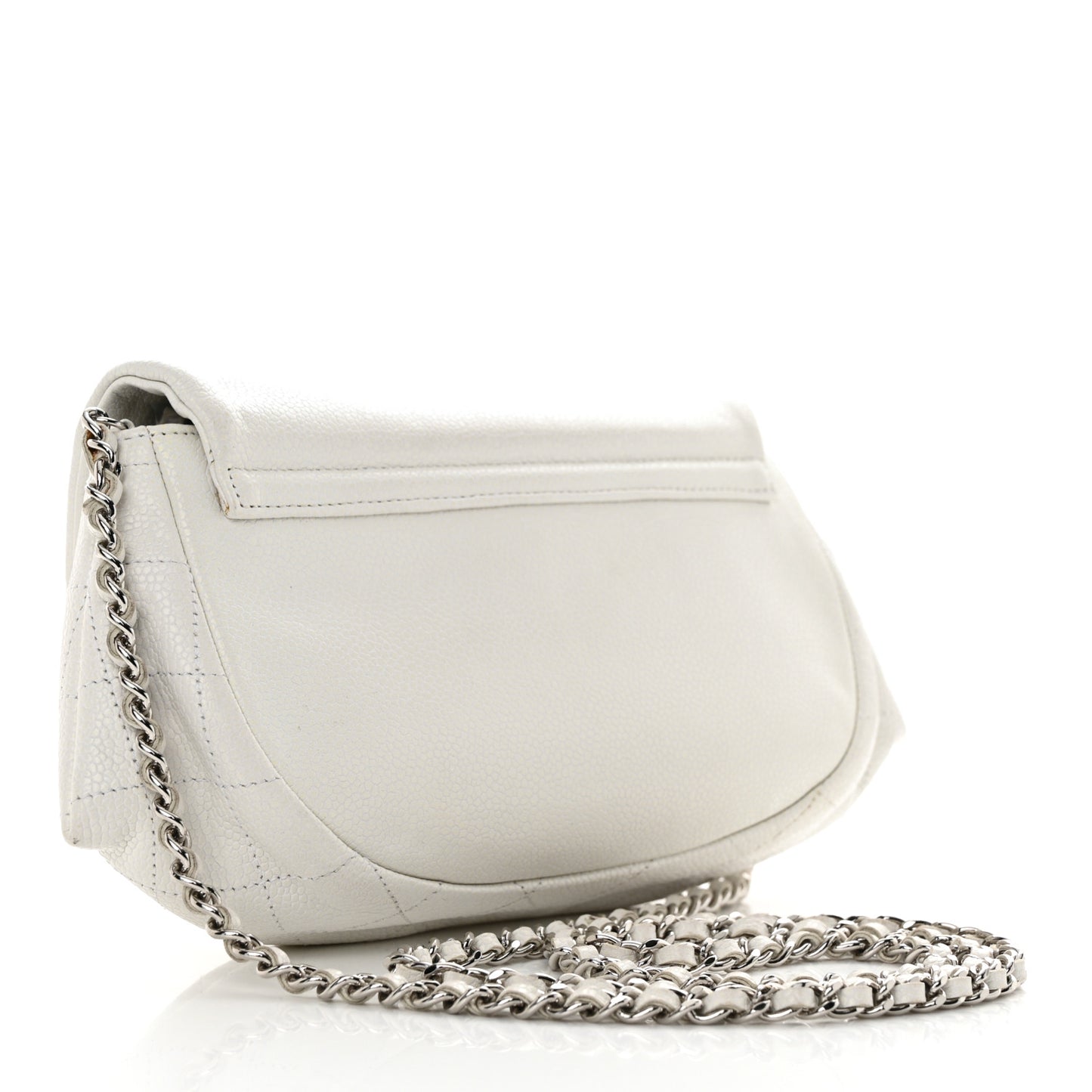 Caviar Half Moon Wallet On Chain WOC White