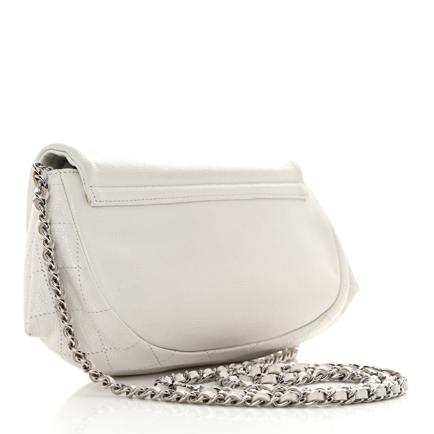 Chanel Caviar Half Moon Wallet On Chain WOC White 2 of 11