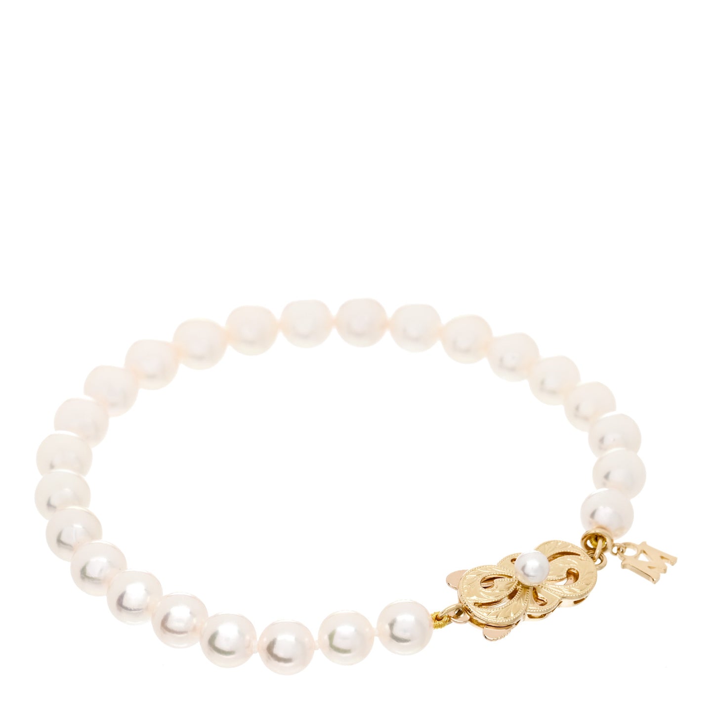 18K Yellow Gold Akoya Cultured Pearl 6-6.5mm Strand Bracelet