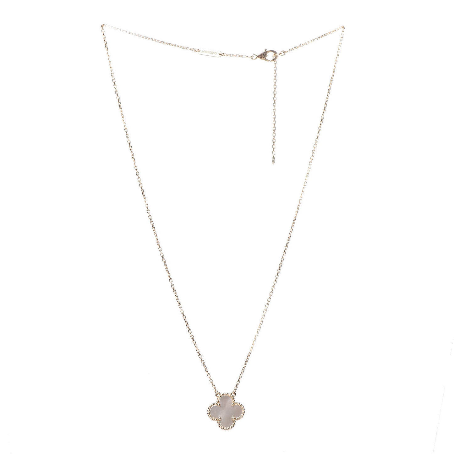 18K Yellow Gold Mother of Pearl Vintage Alhambra Pendant Necklace