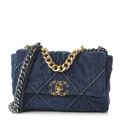 Chanel Denim Quilted Medium 19 Flap Blue 1 of 11