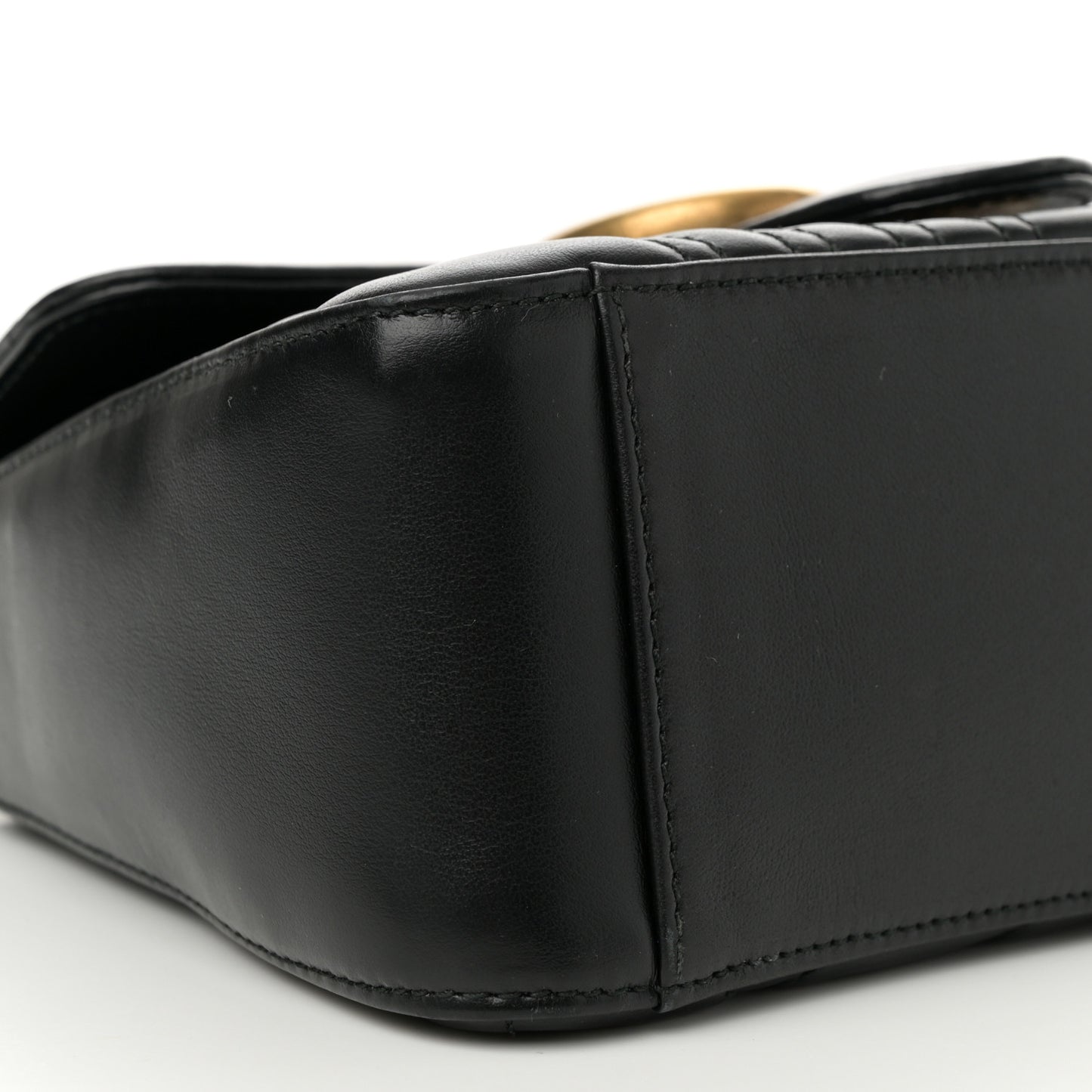 Calfskin Matelasse Mini GG Marmont Top Handle Shoulder Bag Black