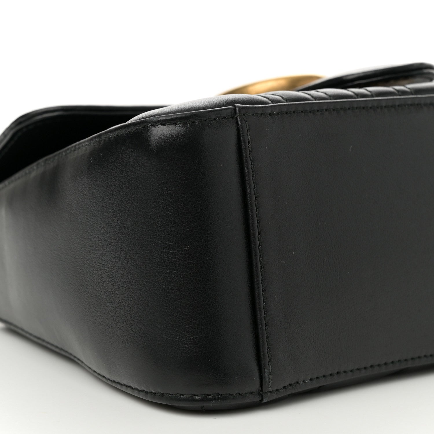 Gucci Calfskin Matelasse Mini GG Marmont Top Handle Shoulder Bag Black 10 of 12