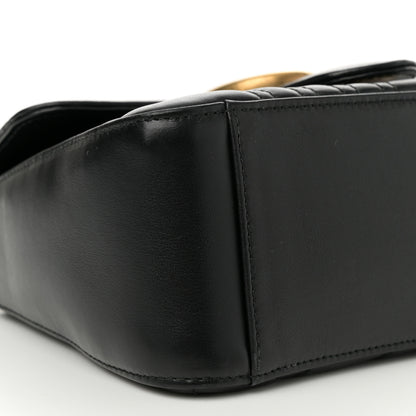 Gucci Calfskin Matelasse Mini GG Marmont Top Handle Shoulder Bag Black 10 of 12