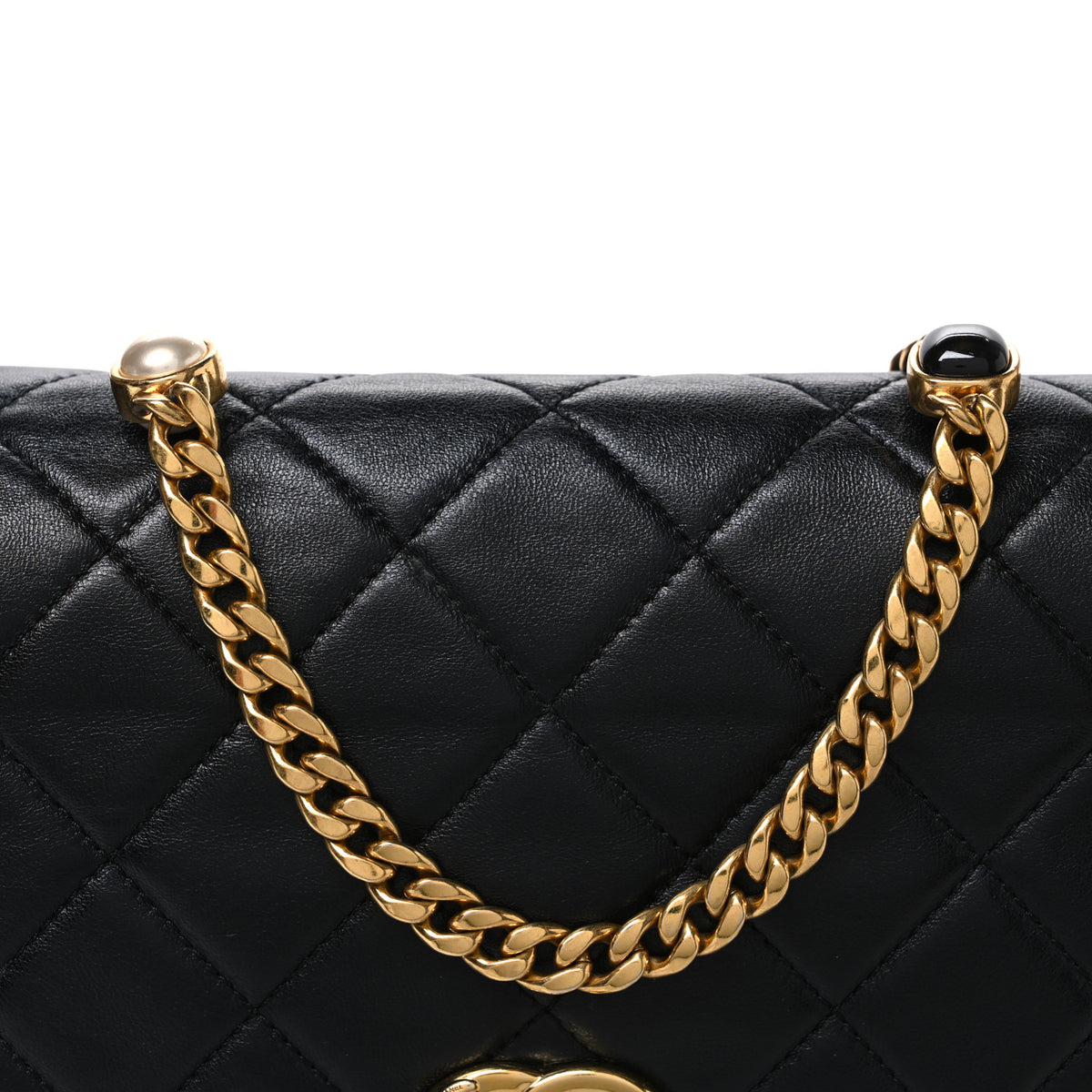 Chanel Lambskin Resin Pearl Quilted Flap Black 8 of 10
