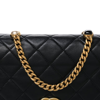 Chanel Lambskin Resin Pearl Quilted Flap Black 8 of 10