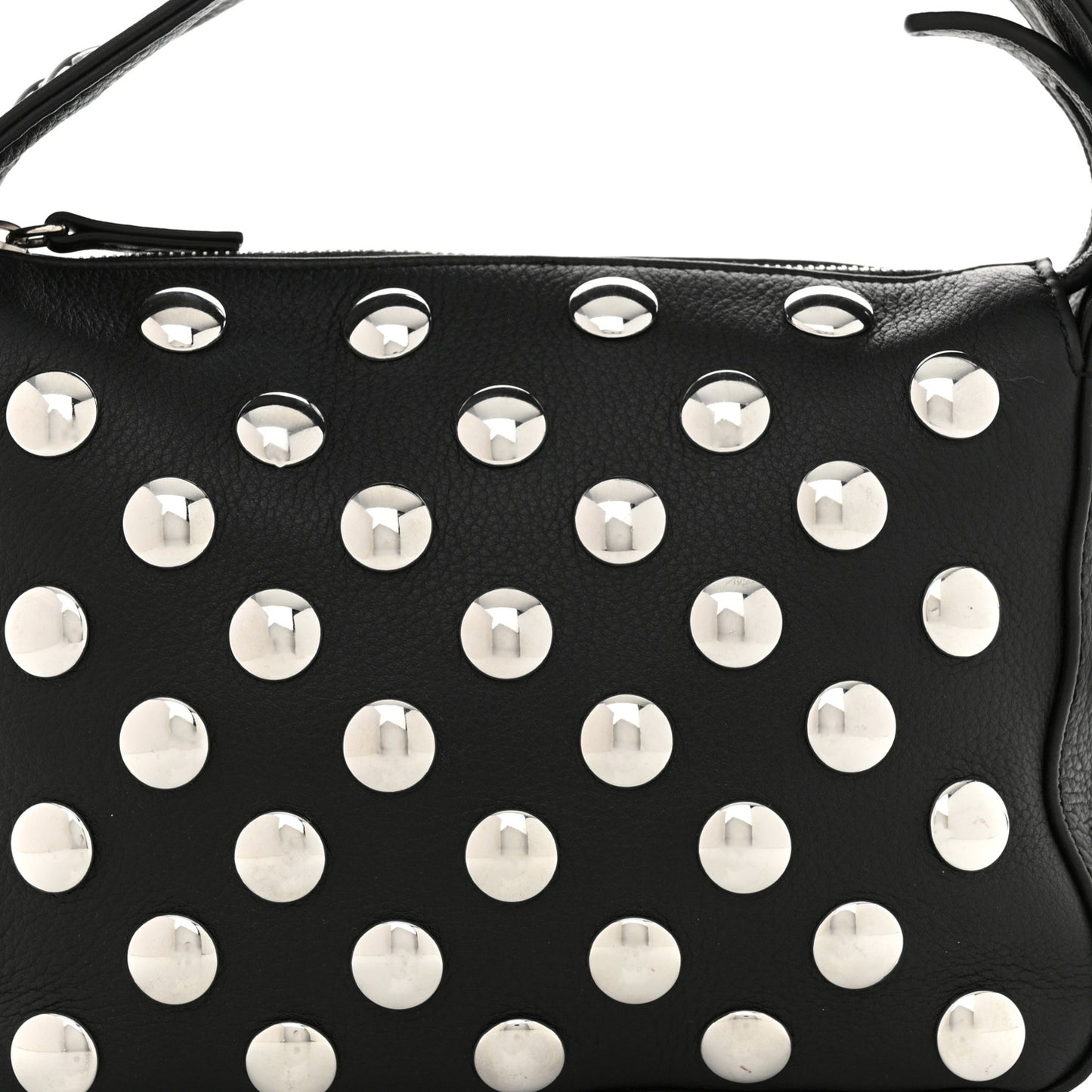 Pebbled Sport Calfskin Studded Small Elena Black