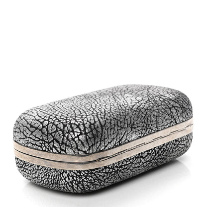 Alexander McQueen Metallic Crackled Lambskin Skull Box Clutch Silver 3 of 4