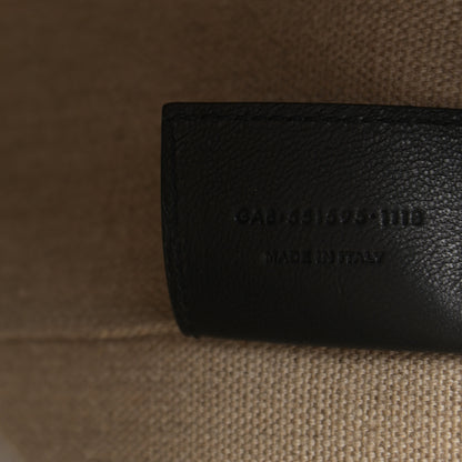 Saint Laurent Canvas Calfskin Teddy Drawstring Shopping Tote White Black 9 of 12