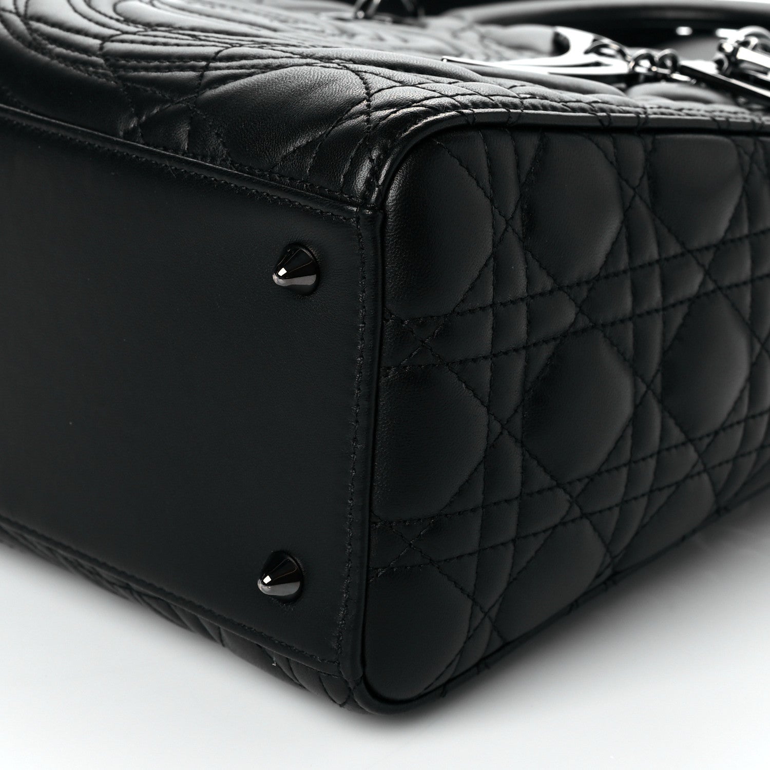 Christian Dior Lambskin Cannage Embossed Medium Recycle Group Lady Dior Art 5 Black 9 of 9