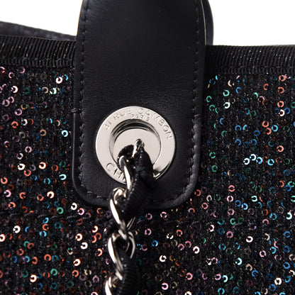 Chanel Calfskin Sequin Medium Deauville Tote Black 8 of 15