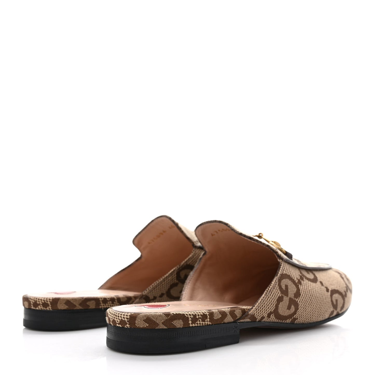Monogram Jumbo GG Malaga Kid Womens Princetown Slippers 40 Camel Ebony New Acero Beige