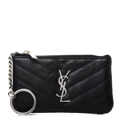Saint Laurent Calfskin Matelasse Monogram Key Pouch Black 1 of 11