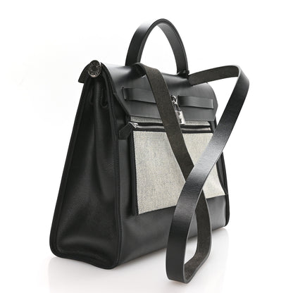 Hermes Toile H Berline Vache Hunter Herbag Zip PM 31 Black Ecru 4 of 12
