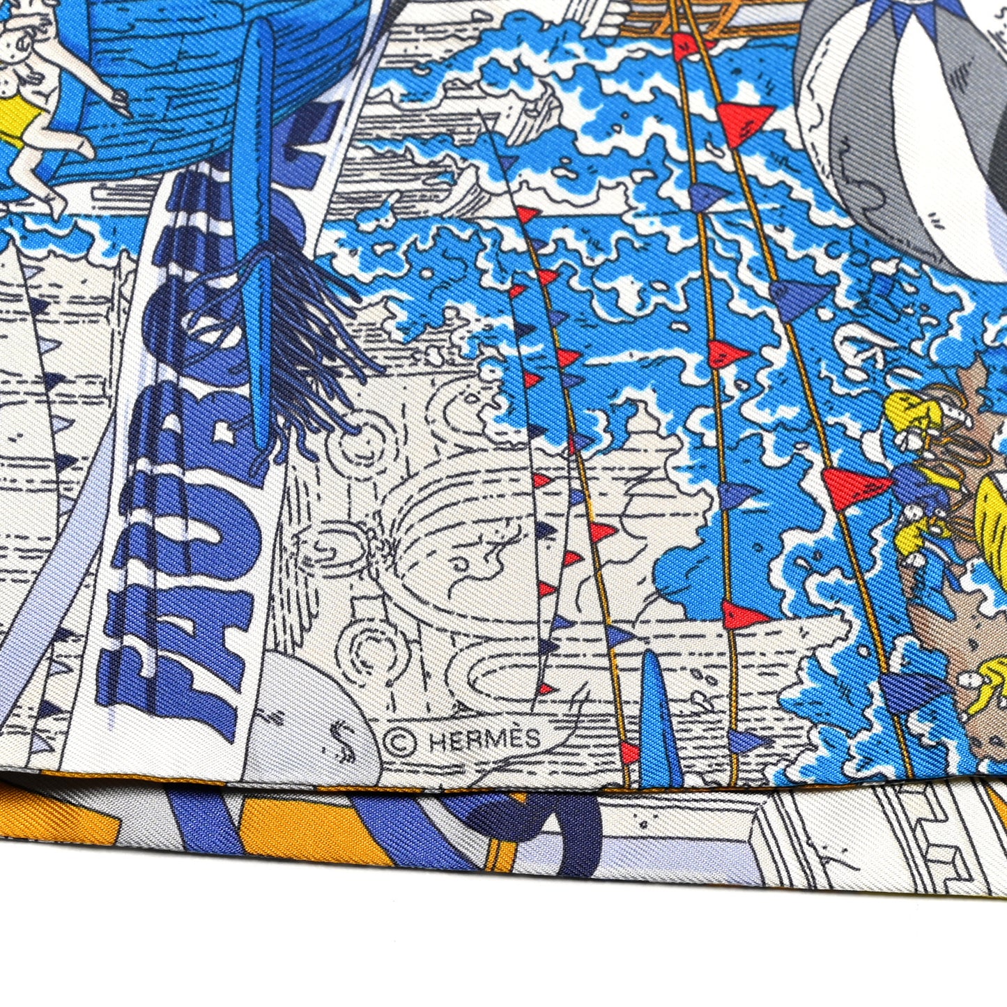 Silk Le Grand Prix du Faubourg Maxi Twilly Slim Gold Bleu Rouge