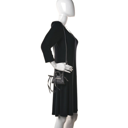 Balenciaga Grained Calfskin Neo Classic Silver Hardware Super Nano City Crossbody Dark Grey 2 of 9