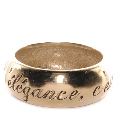Chanel Wide Metal L'Elegance French Quote Bangle Gold 1 of 6