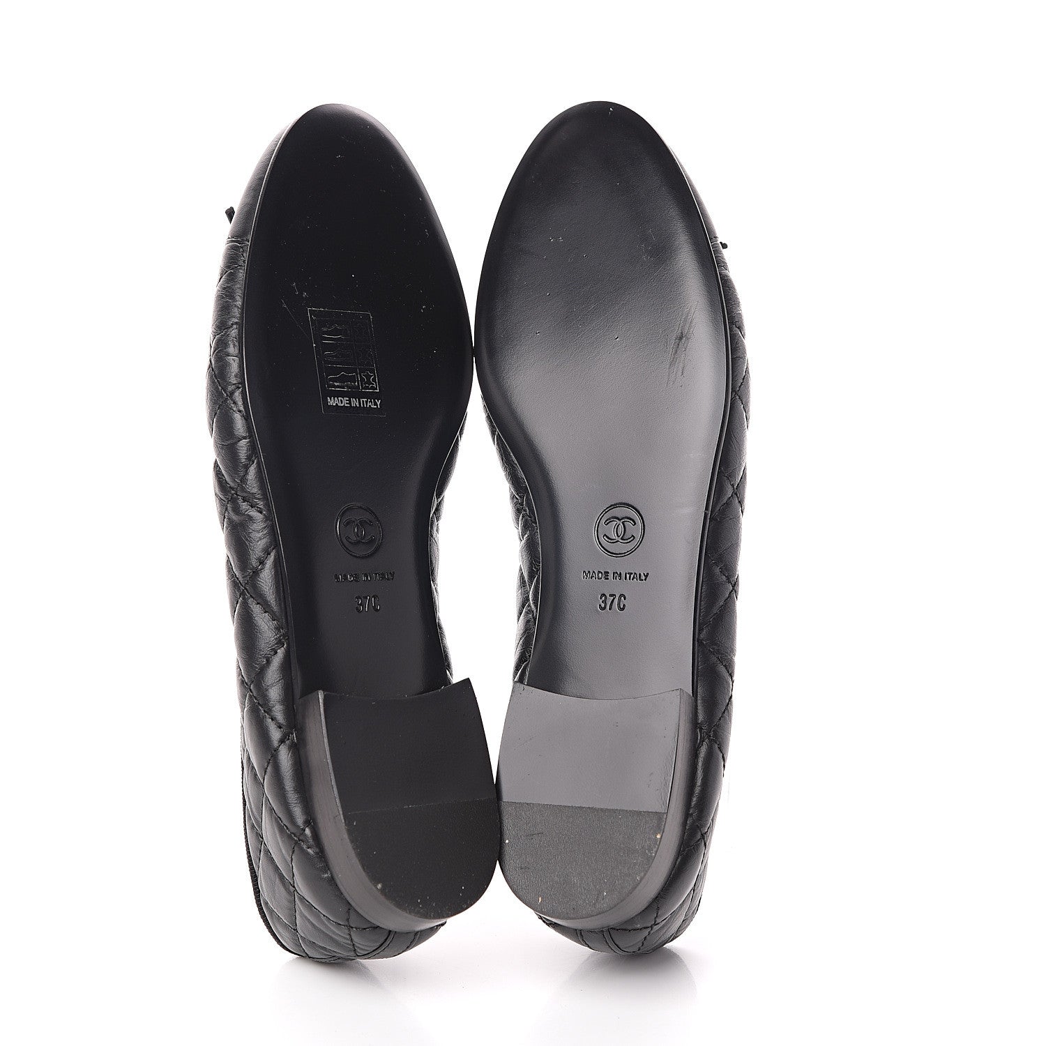 Chanel Aged Calfskin Quilted Cap Toe Ballerina Flats 37 Black 5 of 7
