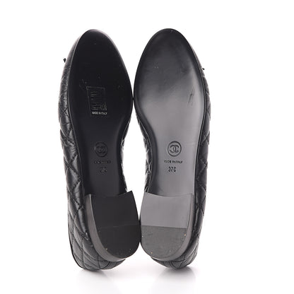 Chanel Aged Calfskin Quilted Cap Toe Ballerina Flats 37 Black 5 of 7
