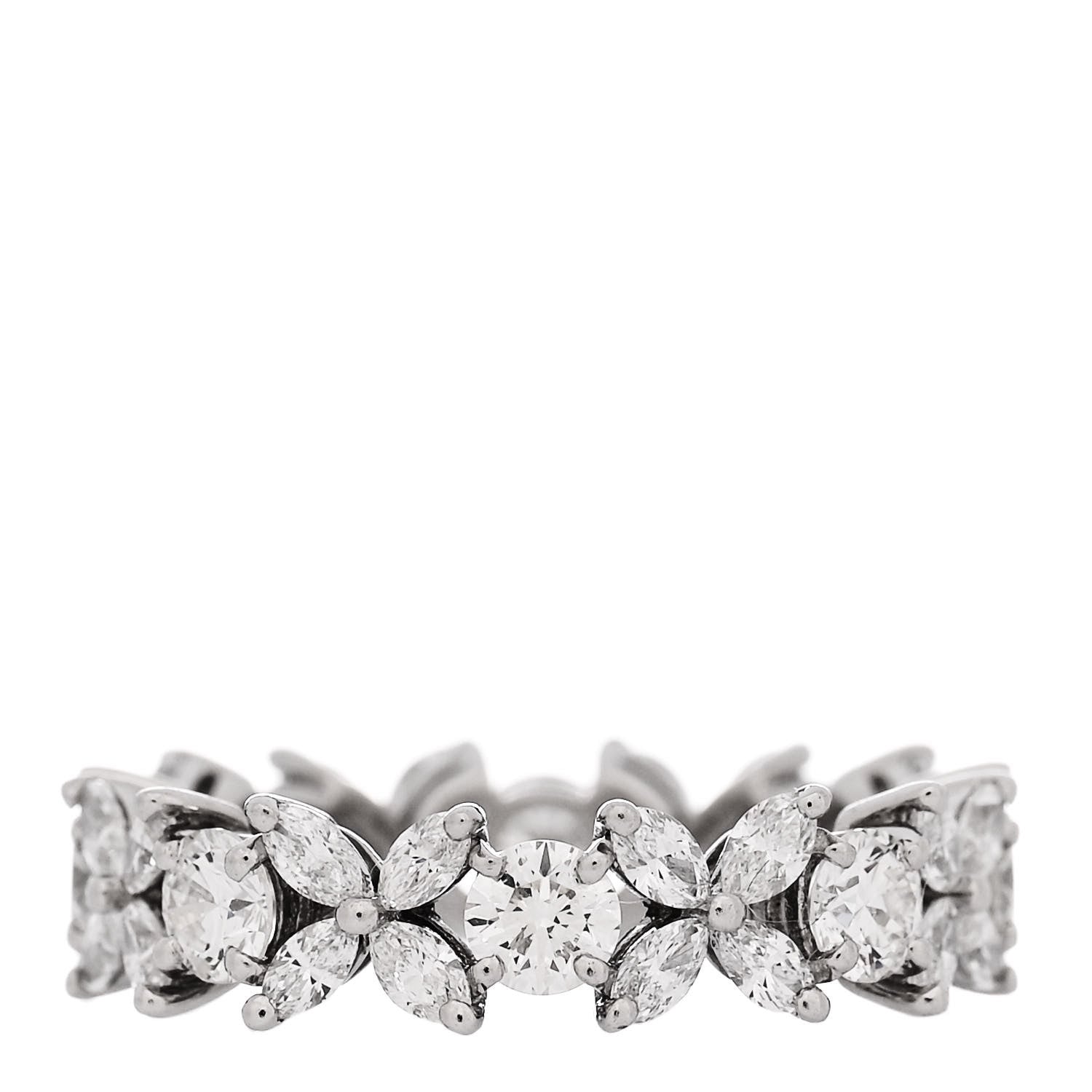 Tiffany Platinum Diamond Victoria Alternating Band Ring 50 5.5 3 of 5