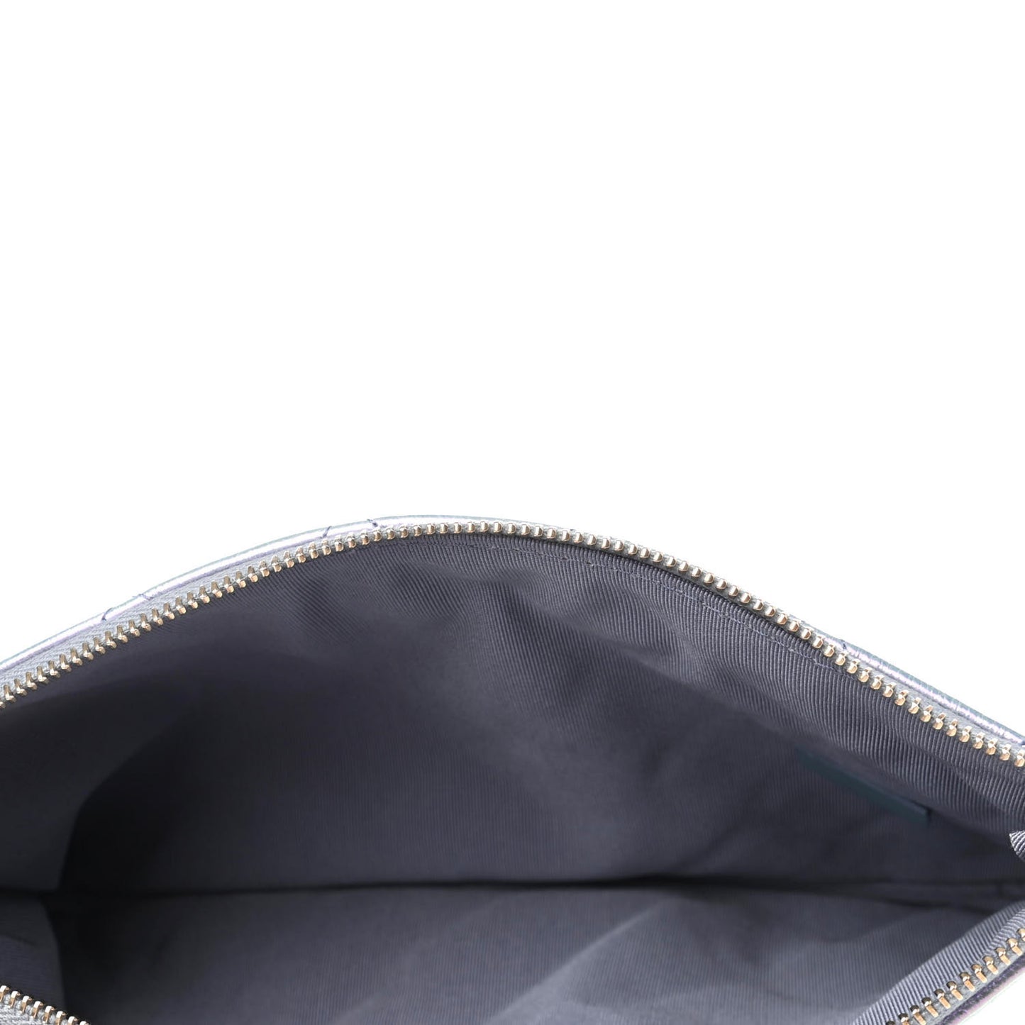 Iridescent Crumpled Calfskin Trio Cosmetic Case Blue Pink Ivory