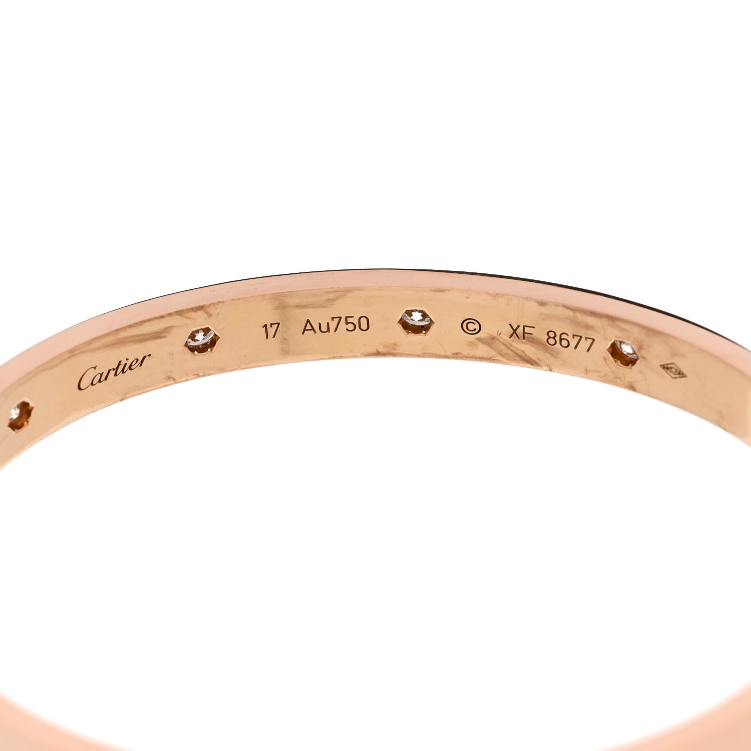 Cartier 18K Pink Gold 10 Diamond LOVE Bracelet 17 3 of 5