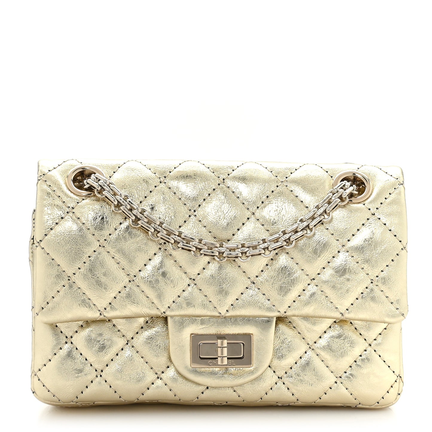 Metallic Aged Calfskin 2.55 Reissue 224 Flap Gold