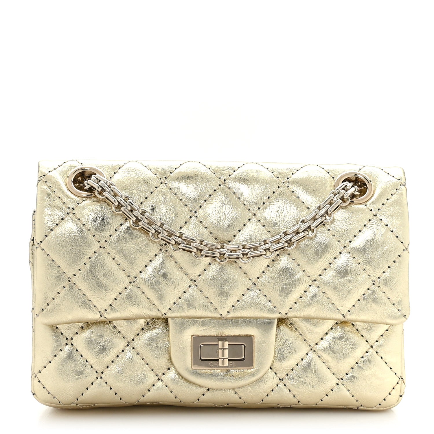 Chanel Metallic Aged Calfskin 2.55 Reissue 224 Flap Gold 1 of 9