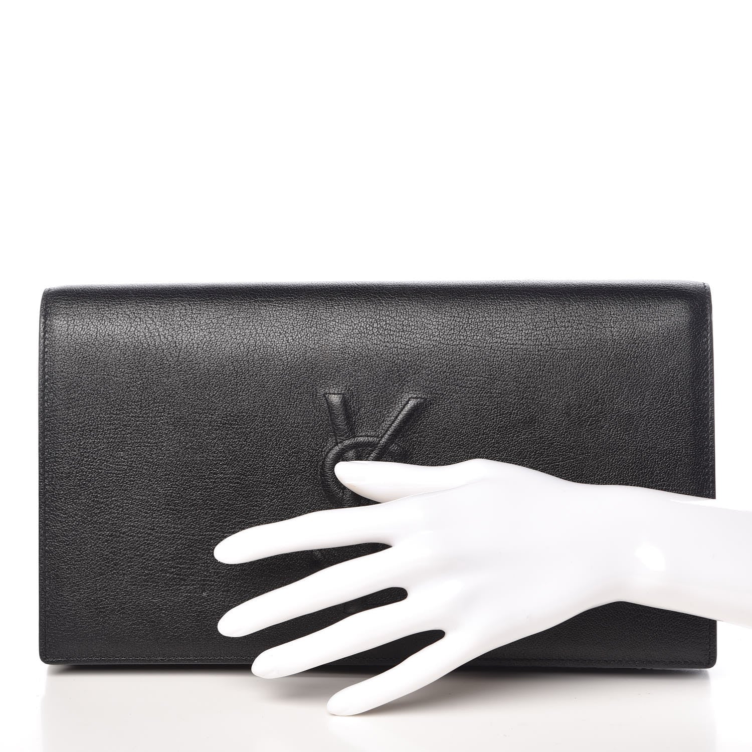 Saint Laurent Calfskin Monogram Large Belle De Jour Clutch Black 2 of 9