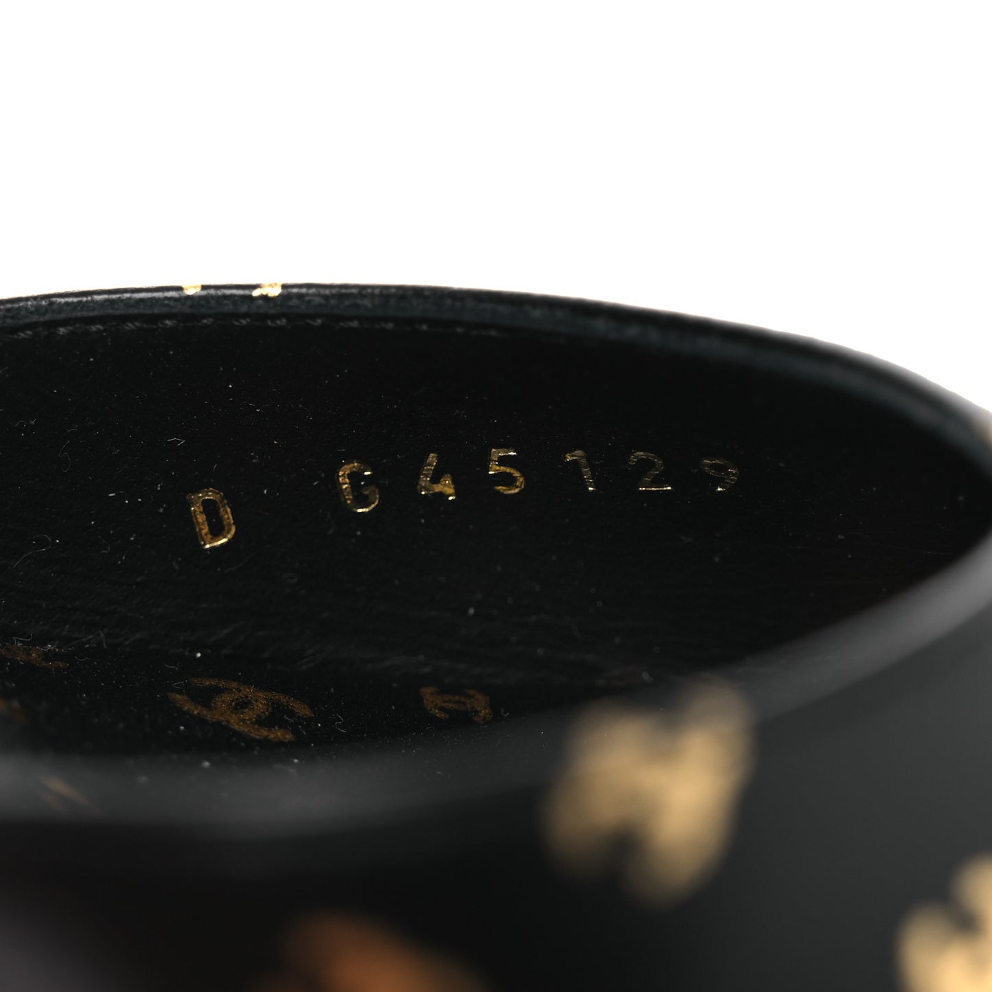 Printed Lambskin CC Platform Pumps 37.5 Black Gold