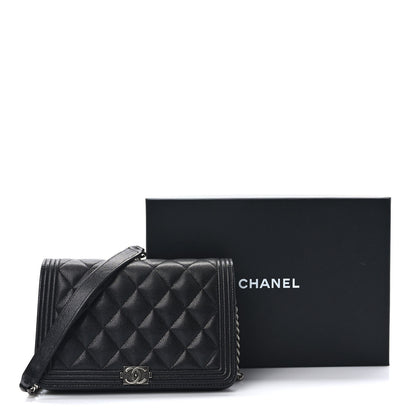 Chanel Caviar Quilted Boy Wallet On Chain WOC Black 12 of 12