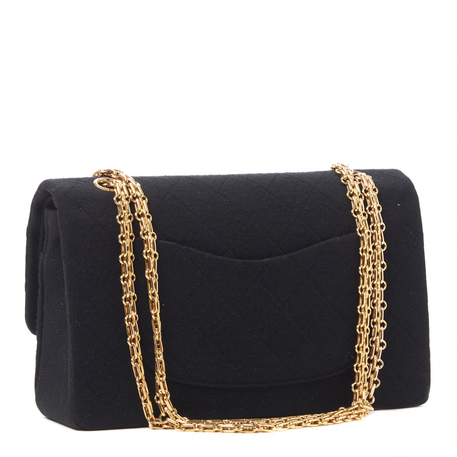 Chanel Jersey Quilted Medium Double Flap Black 2 of 9