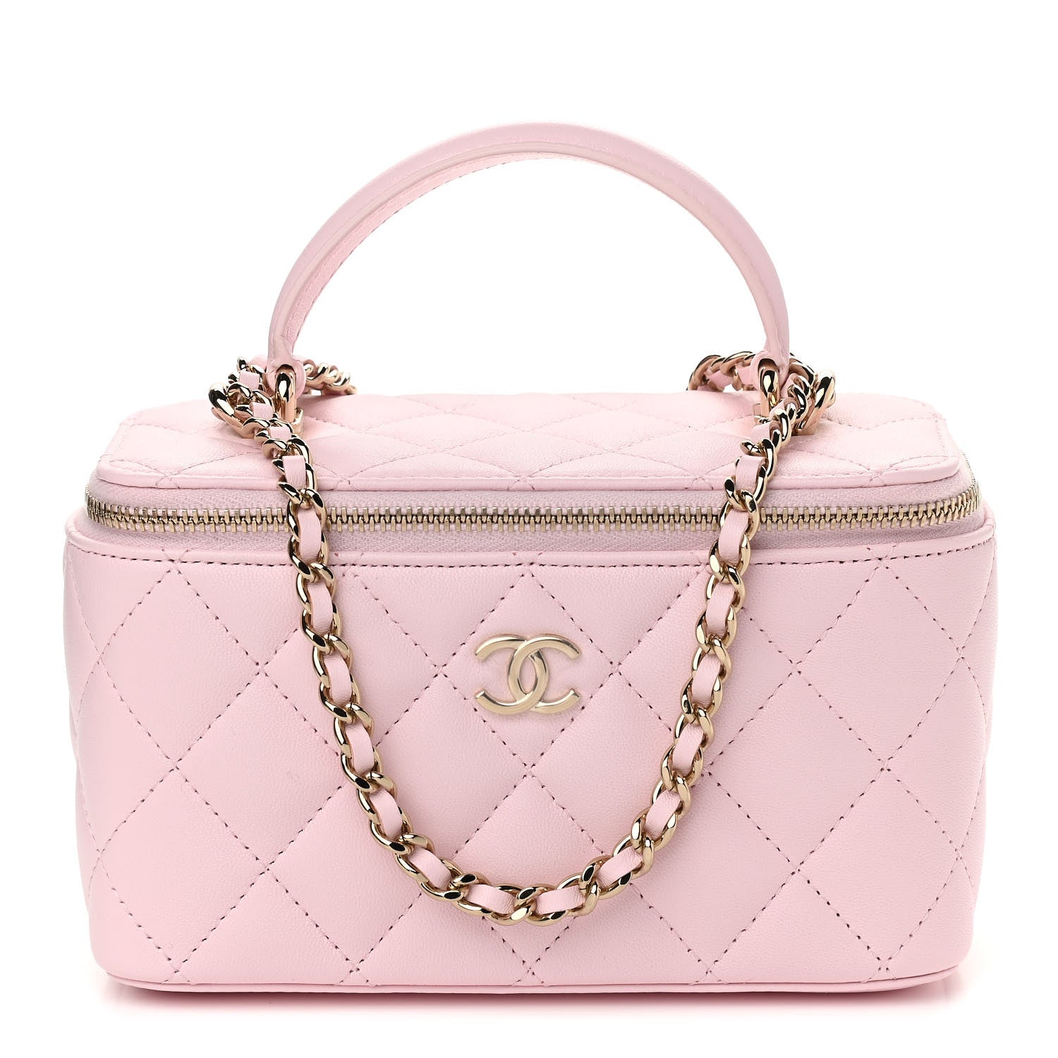 Chanel Lambskin Quilted Small Top Handle Vanity Case With Chain Light Pink 1 of 12