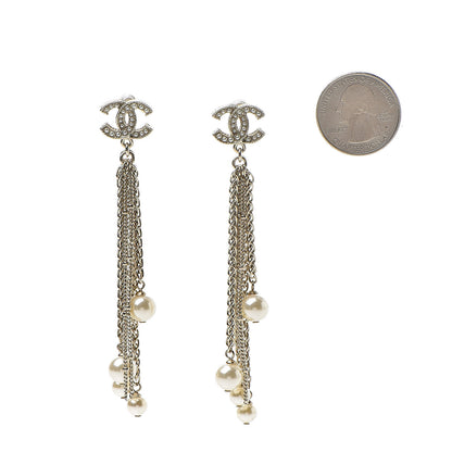 Chanel Pearl CC Chain Drop Earrings Gold 2 of 5