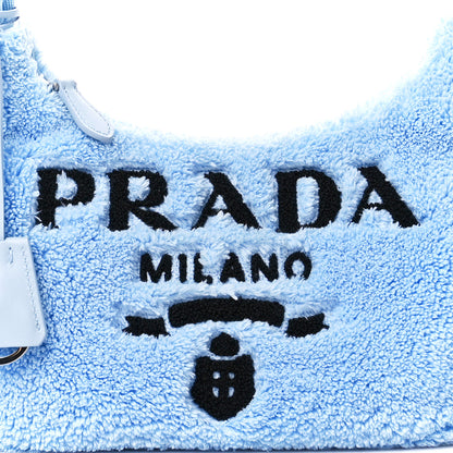 Prada Terry Cloth Mini Re-Edition 2000 Bag Celeste Black 10 of 12