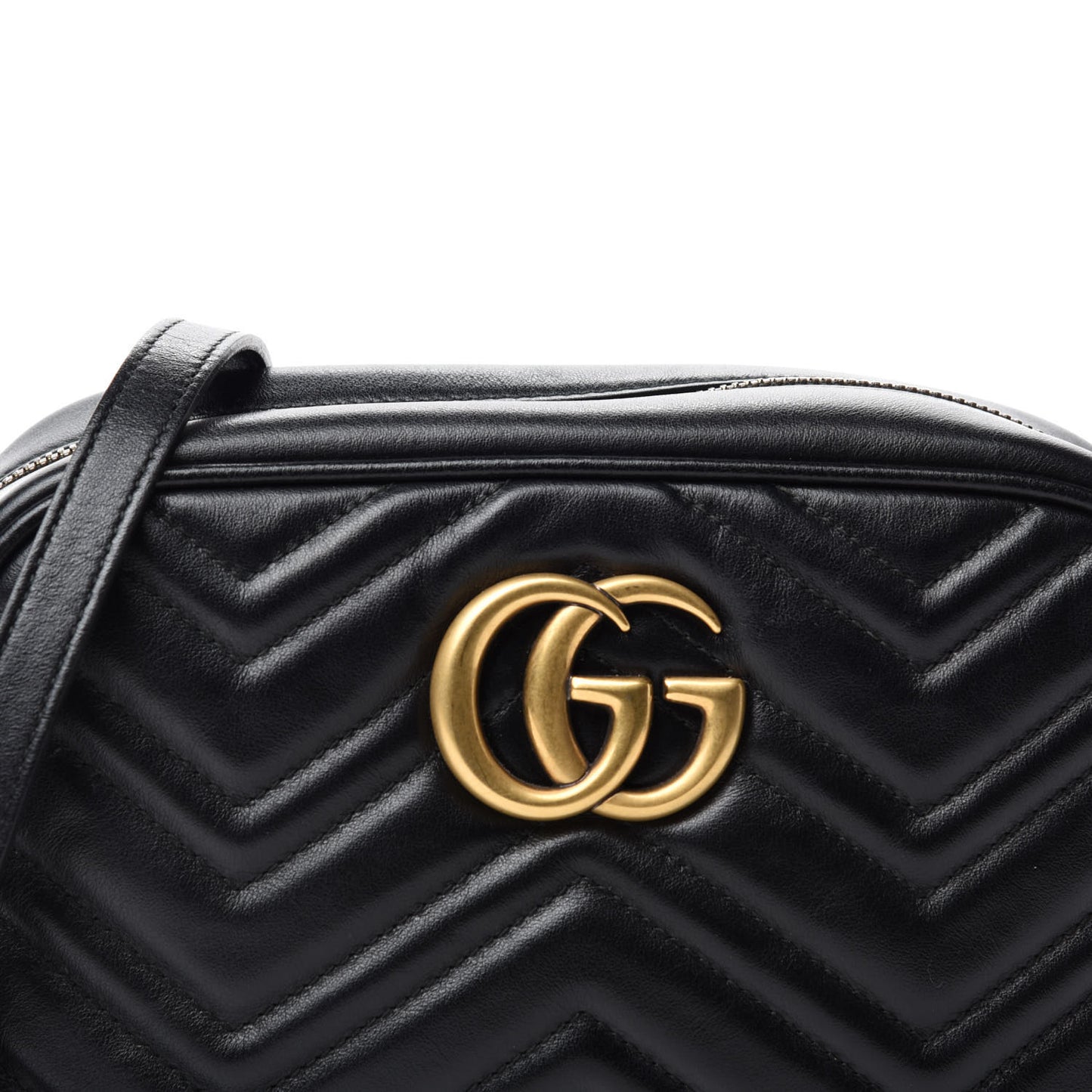Calfskin Matelasse Small GG Marmont Chain Shoulder Bag Black