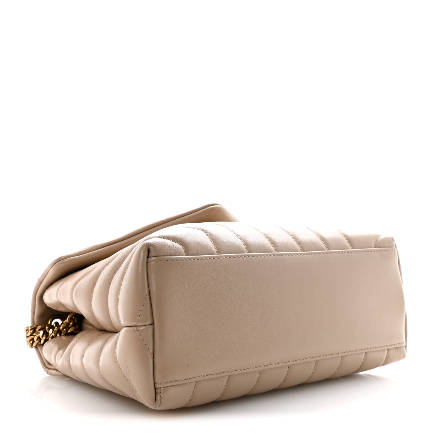 Calfskin Y Quilted Monogram Small Loulou Chain Satchel Dark Beige