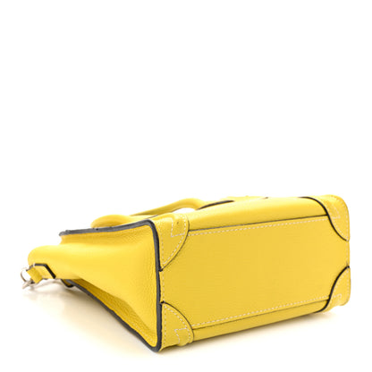 Celine Drummed Calfskin Nano Luggage Citron 3 of 14