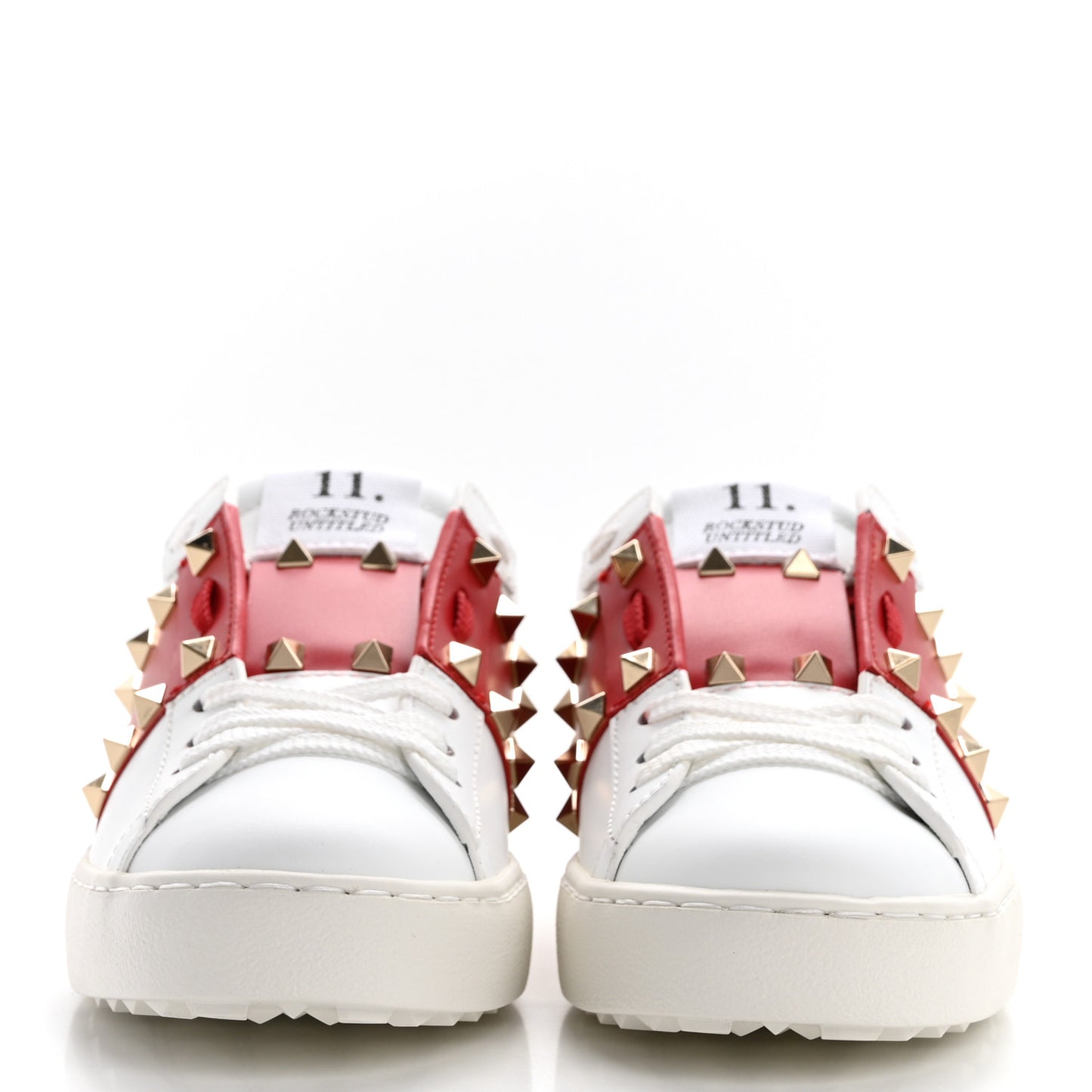 Calfskin Untitled Rockstud Slide Sneakers 36.5 White Red
