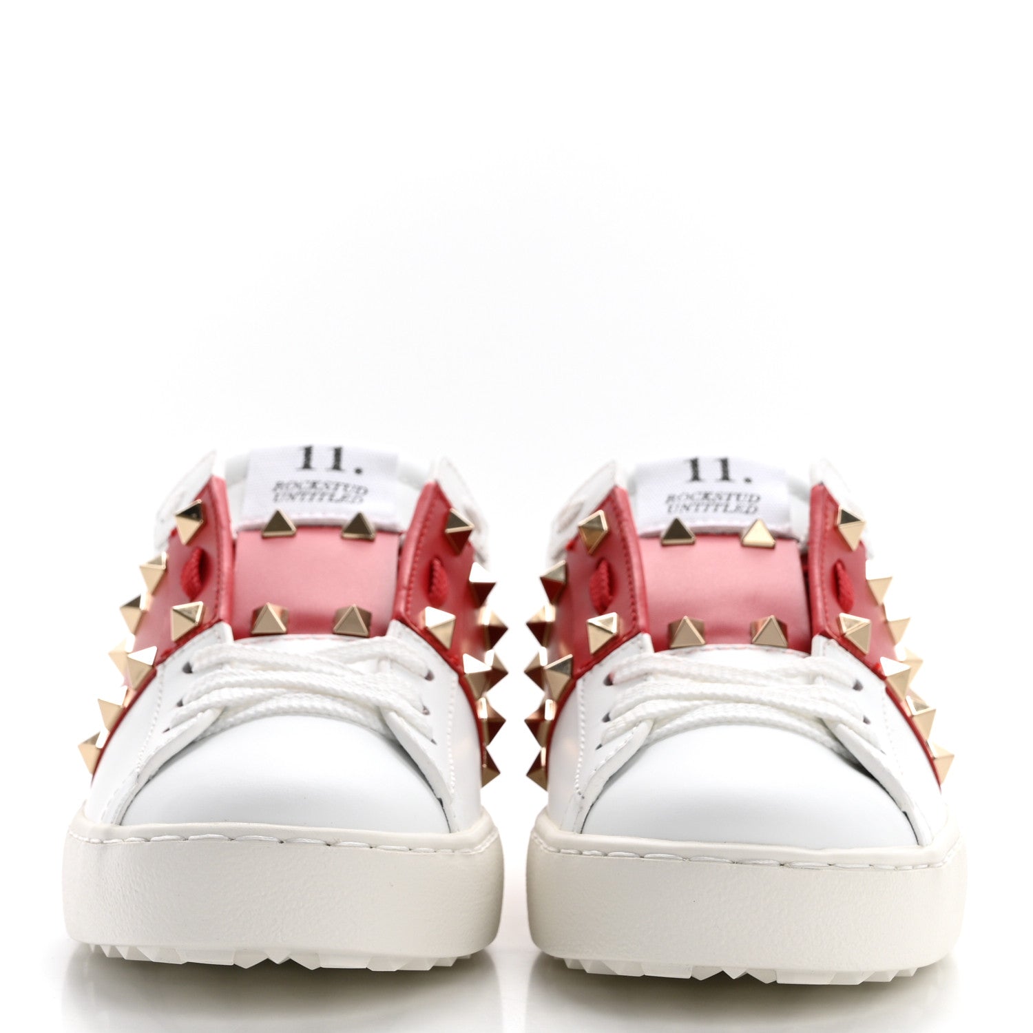 Valentino Garavani Calfskin Untitled Rockstud Slide Sneakers 36.5 White Red 2 of 10