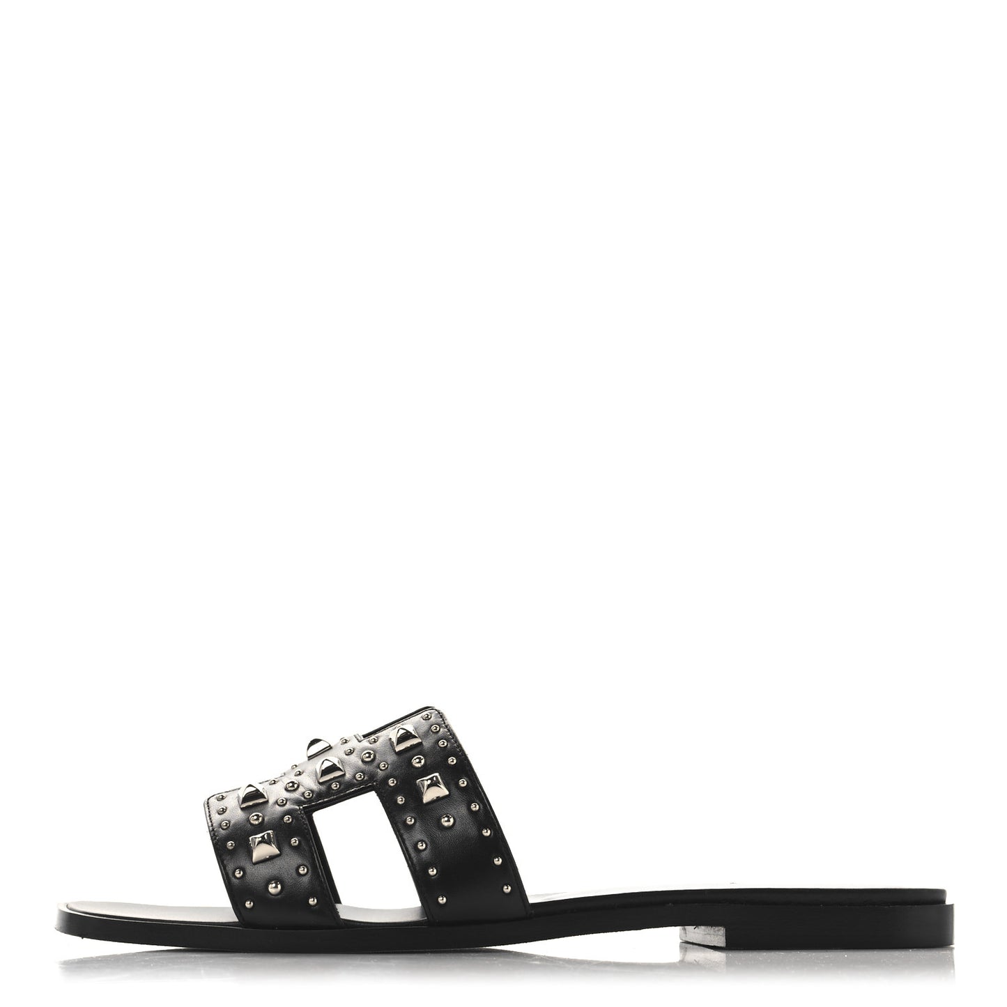 Calfskin Studded Oran Sandals 40 Black