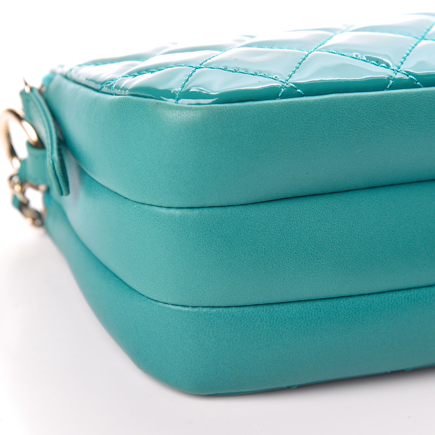 Chanel Patent Quilted Crown CC Double Zip Bag Blue 10 of 11
